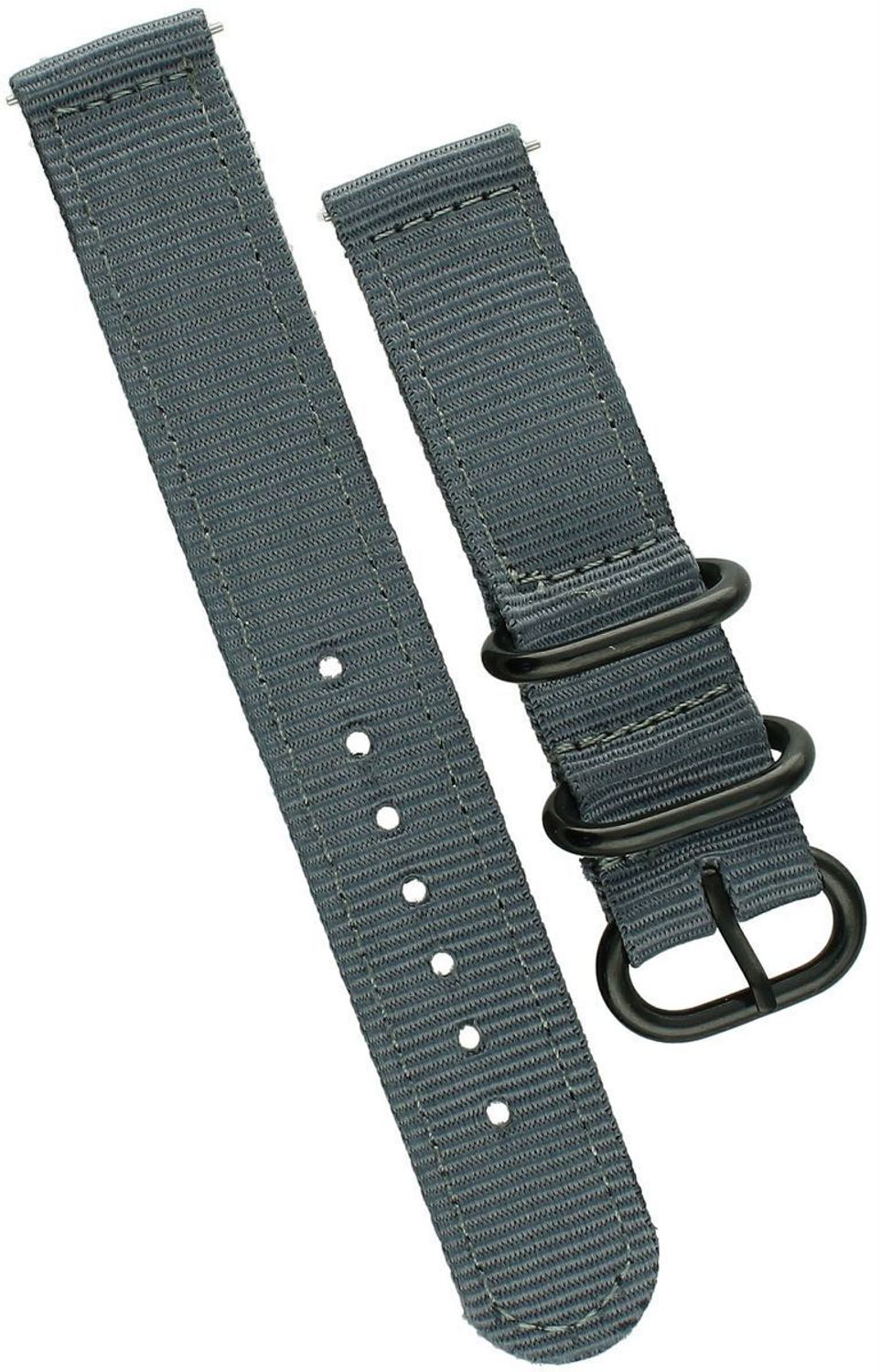 Wytrzymały pasek do zegarka NATO 023, parciany w szarym kolorze, długość 80122 mm, szerokość mocowania 18 mm, czarna sprzączka. Idealny do zegarków codziennych i sportowych.1.jpg